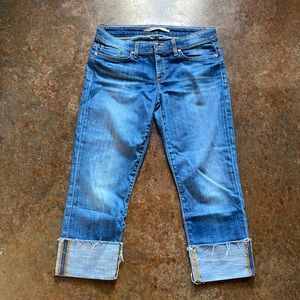 Joe’s Jeans Blue Cropped Cuffed Capri Candice Wash Kicker Size 28